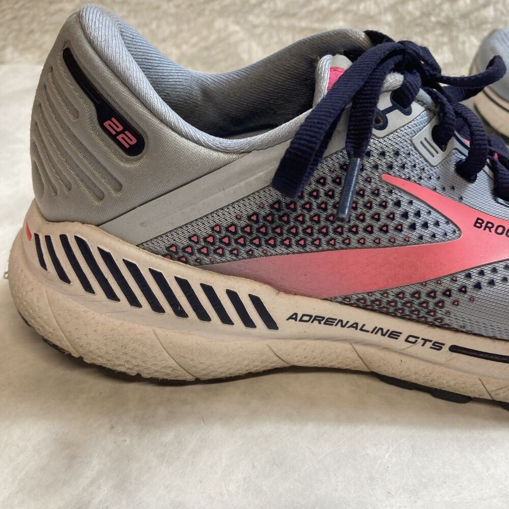 Brooks Adrenaline GTS 22 Womens 8 Grey Pink Running Shoes - Picture 16 of 16